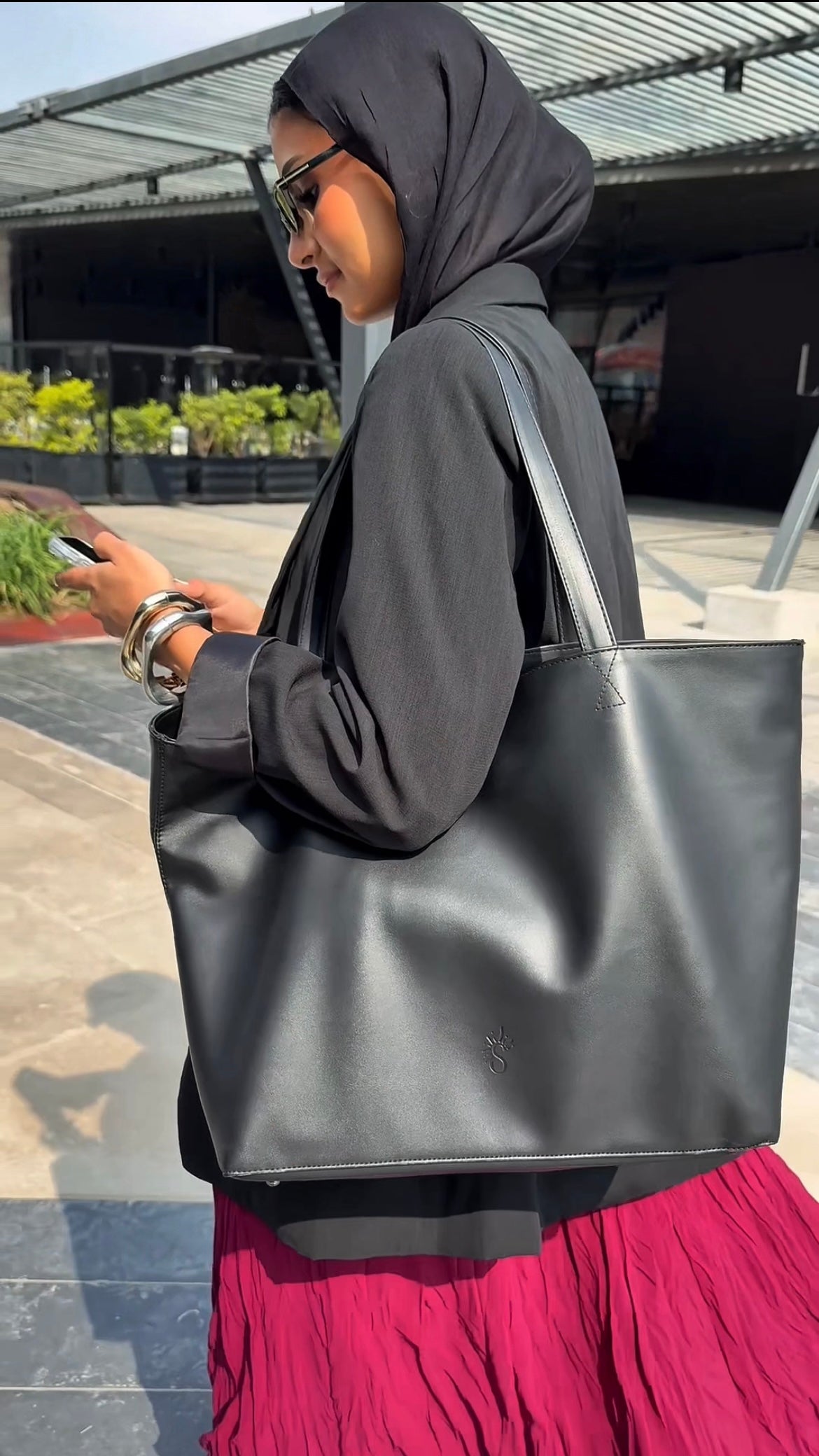 Black Leather Tote Bag