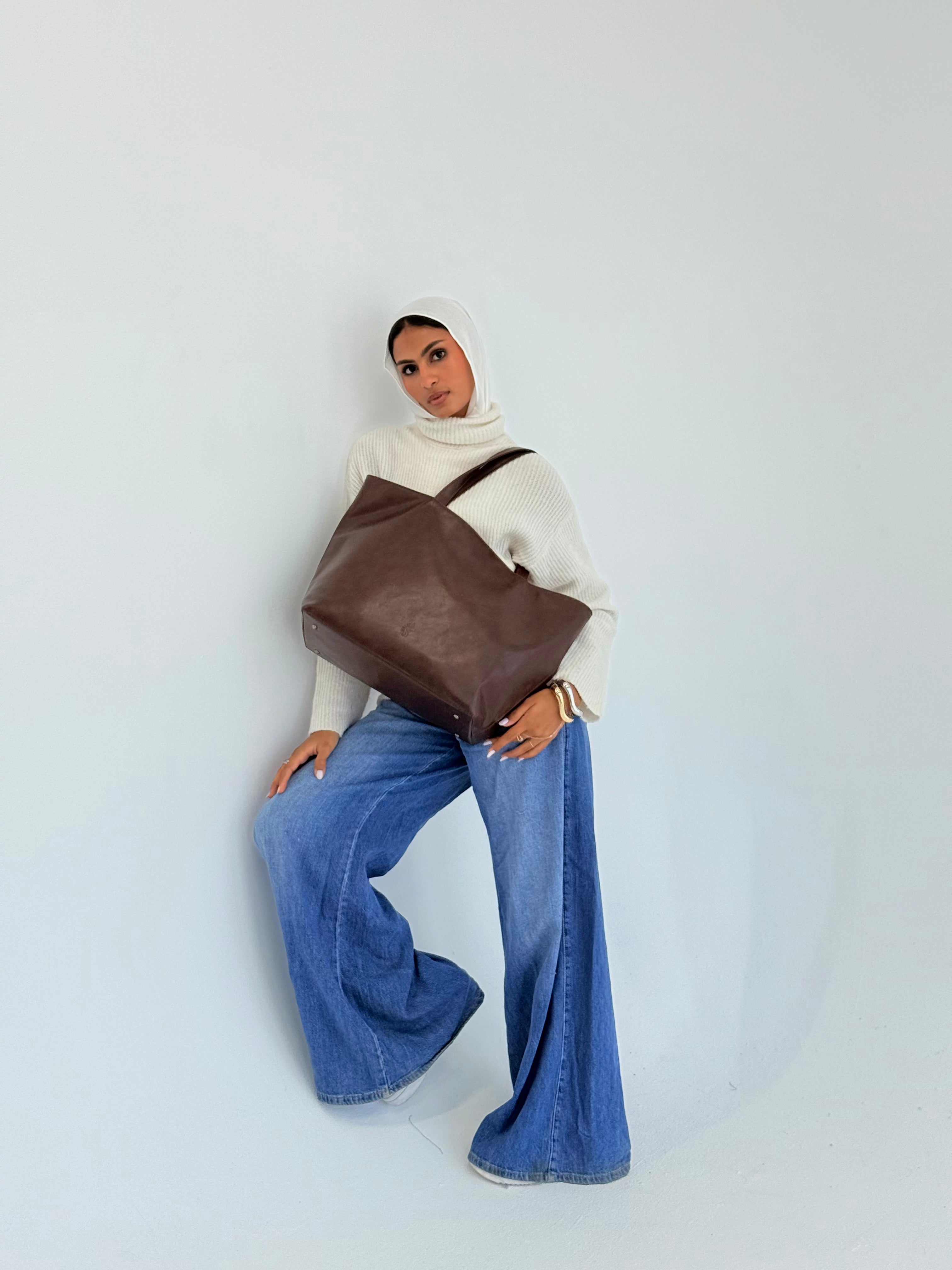 Brown leather Tote Bag