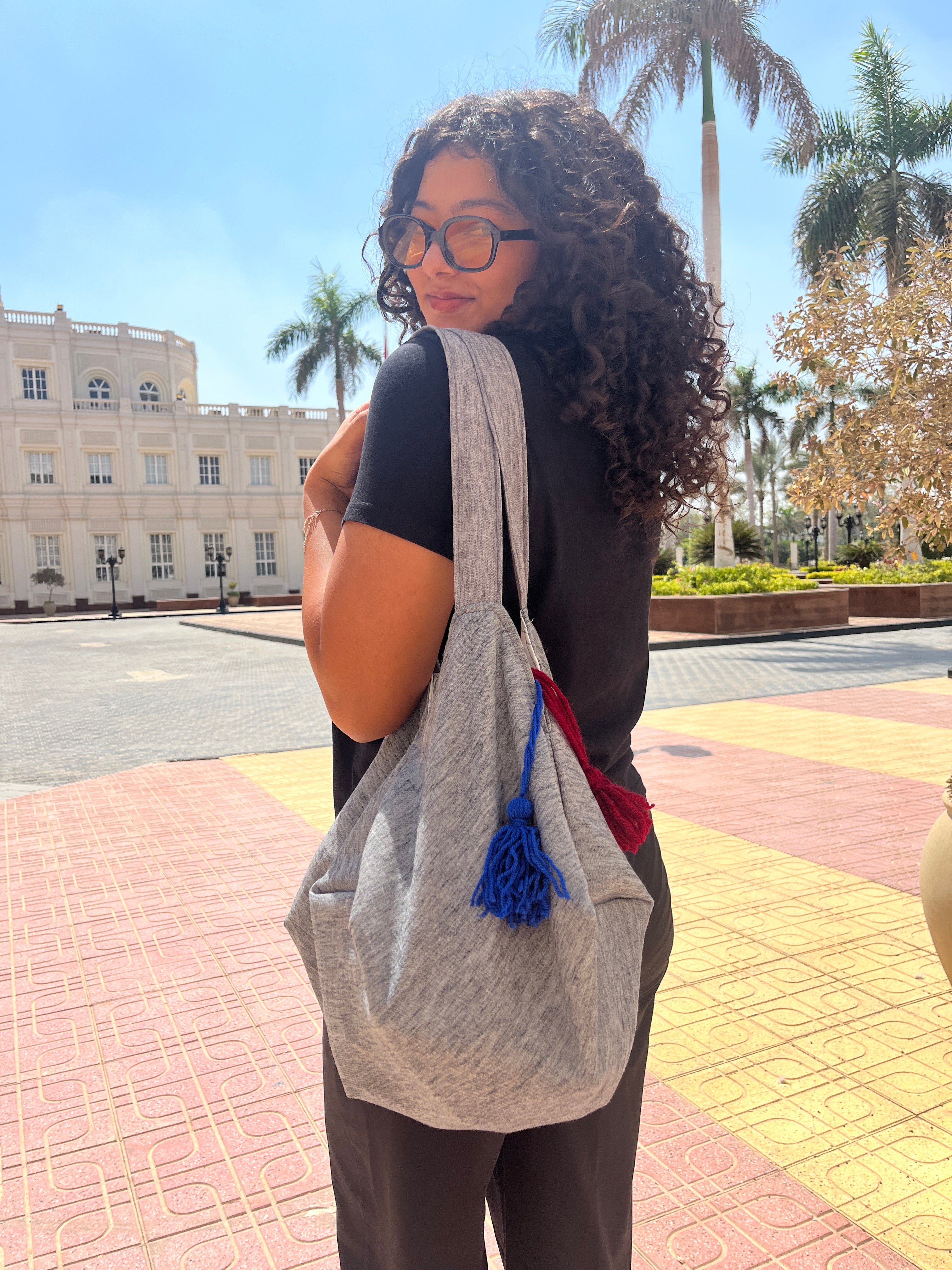 Gray double faced bag