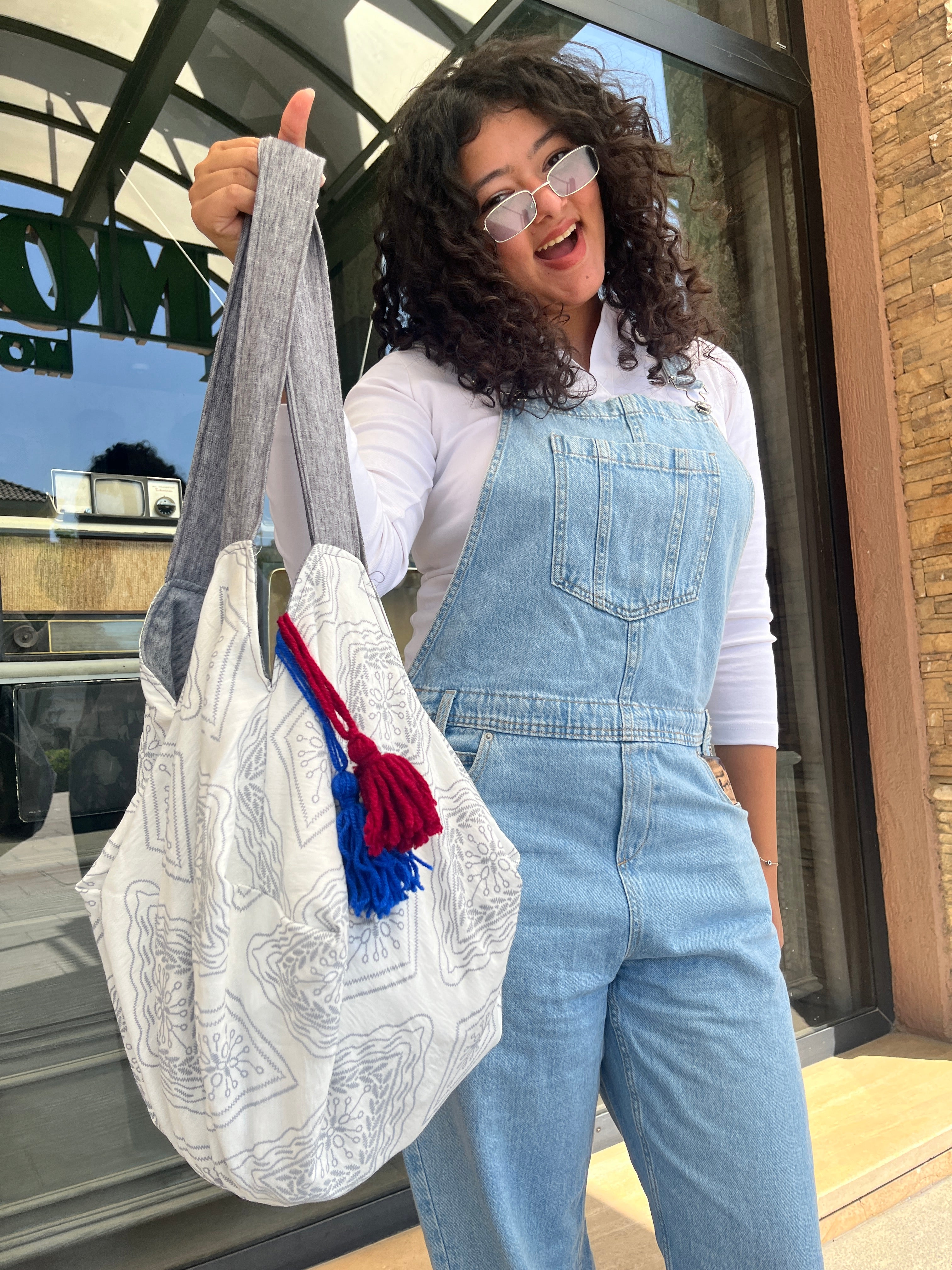 Gray double faced bag