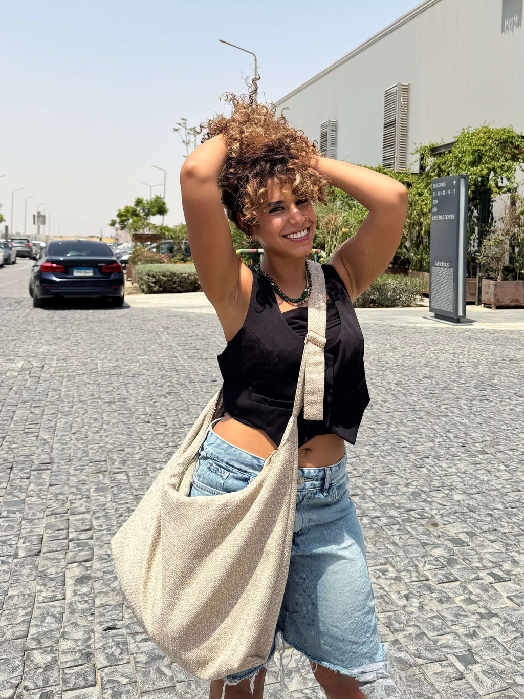 Linen hobo Bag