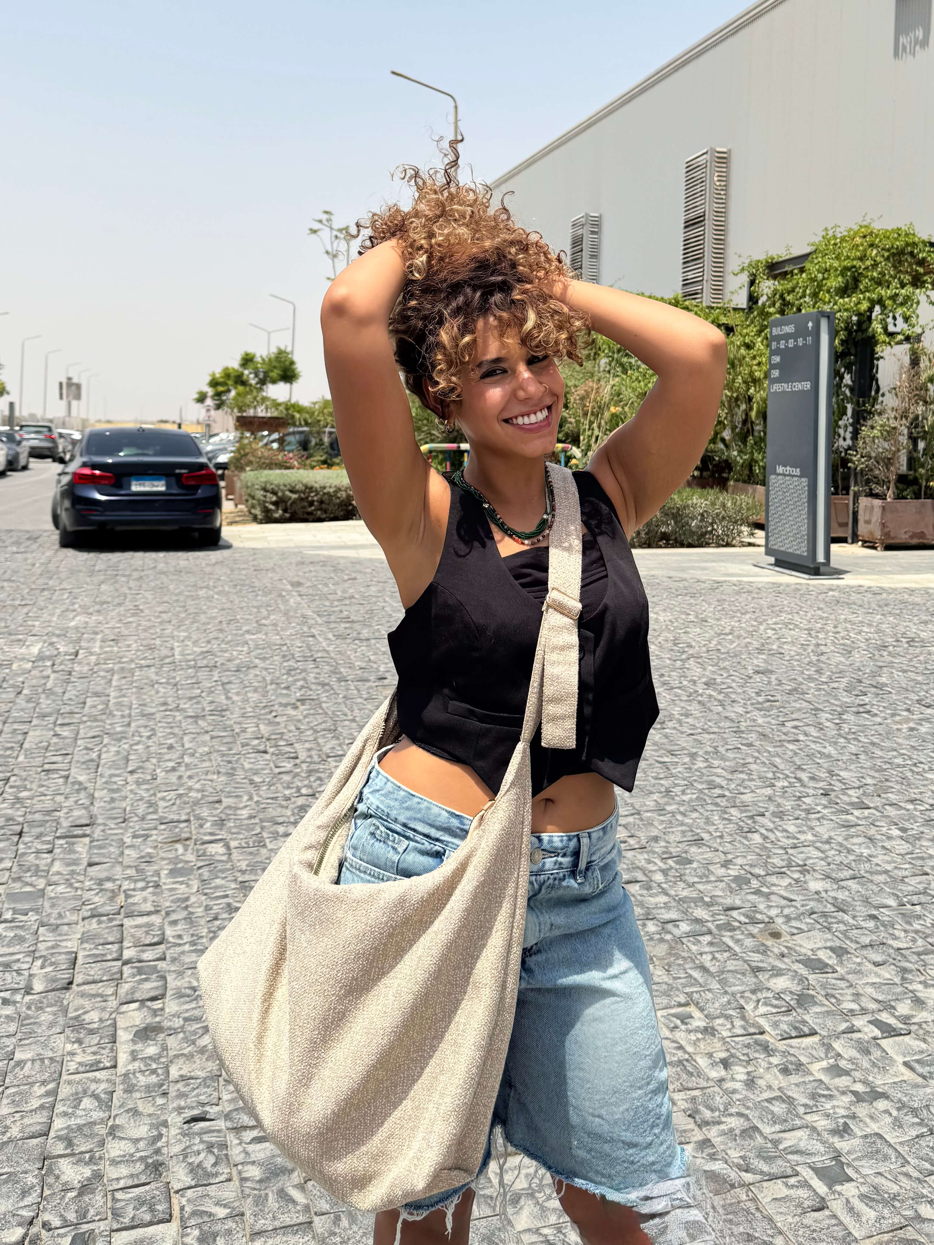Linen hobo Bag