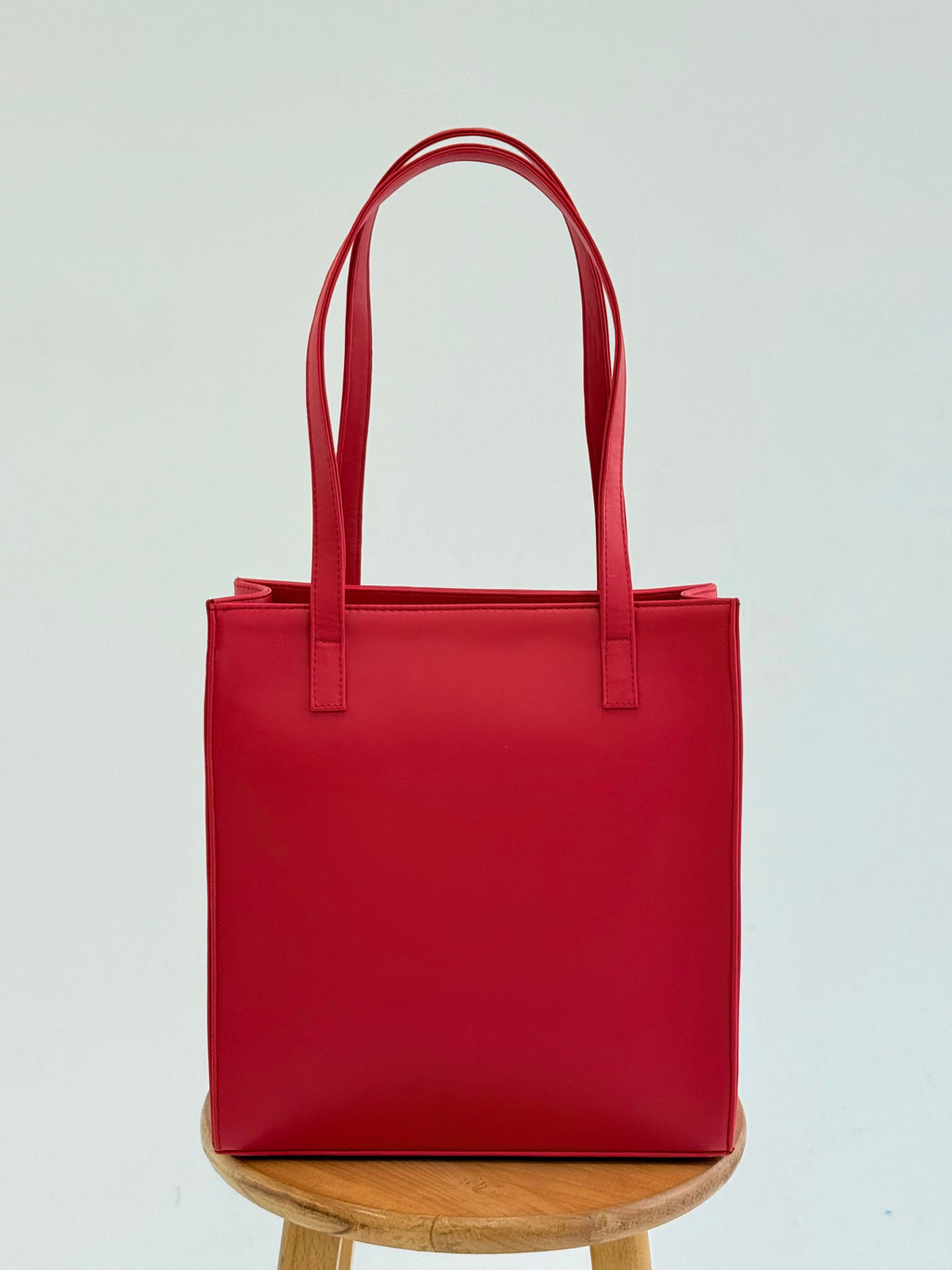 Red structured Leather Bag