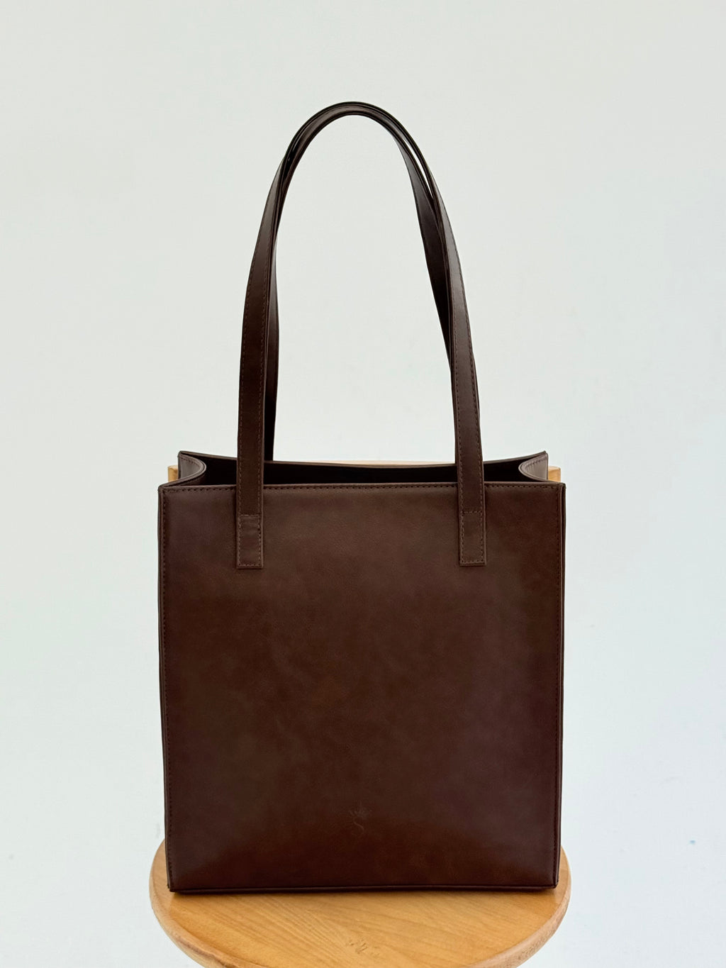 Brwon structured Leather Bag