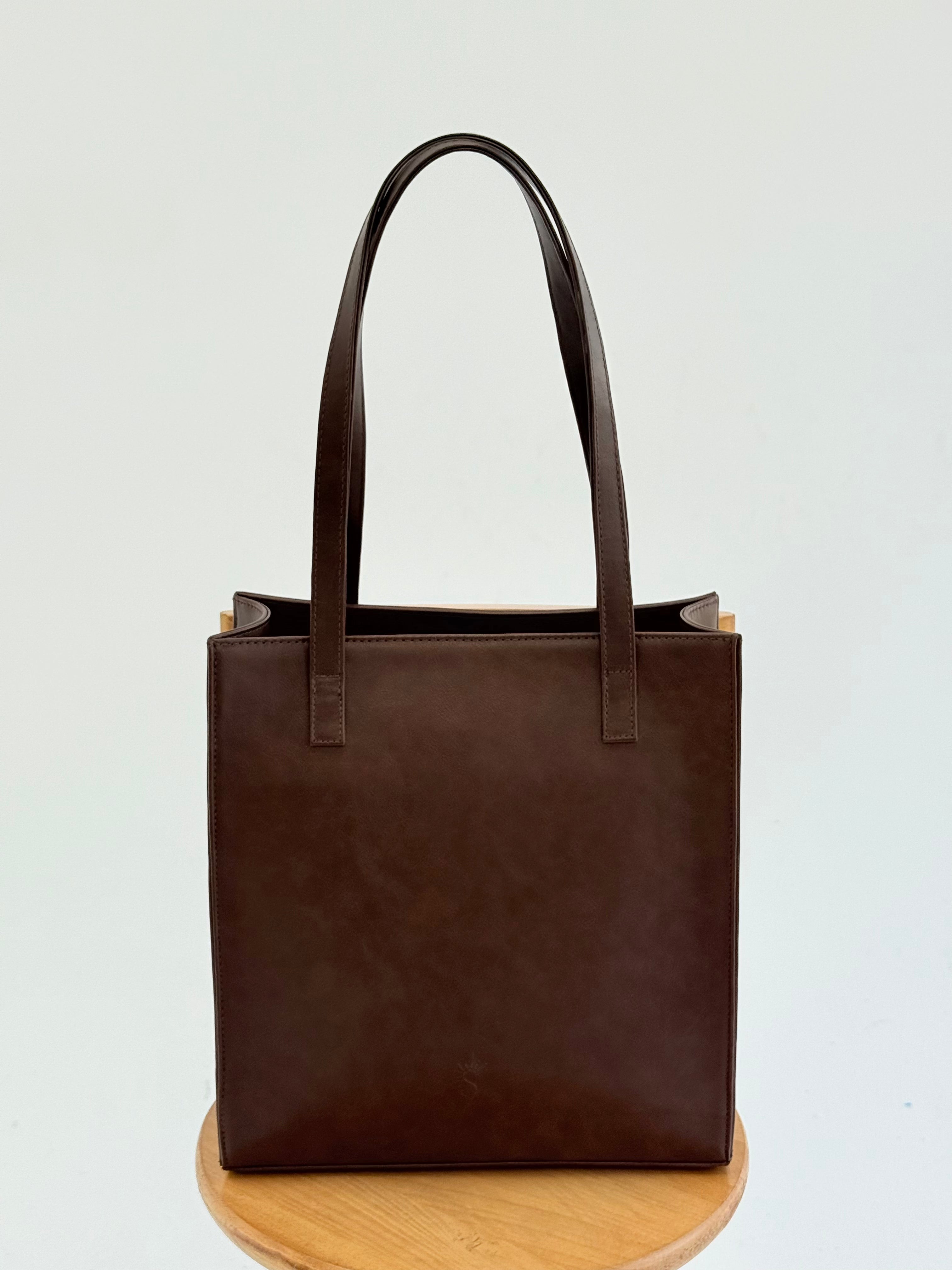 Brwon structured Leather Bag