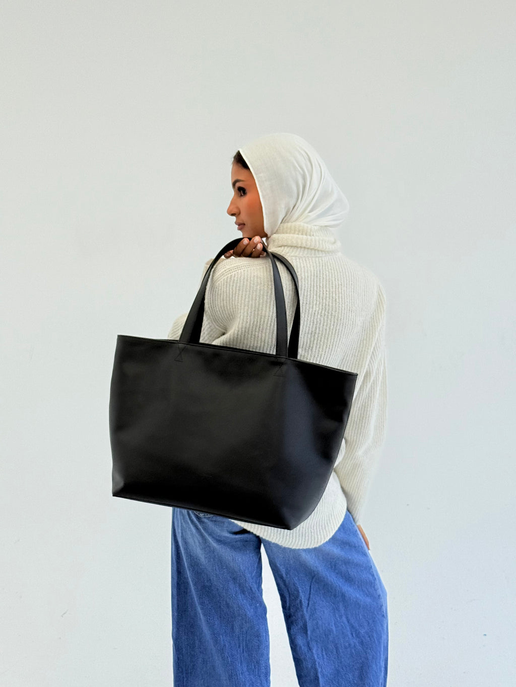 Black Leather Tote Bag
