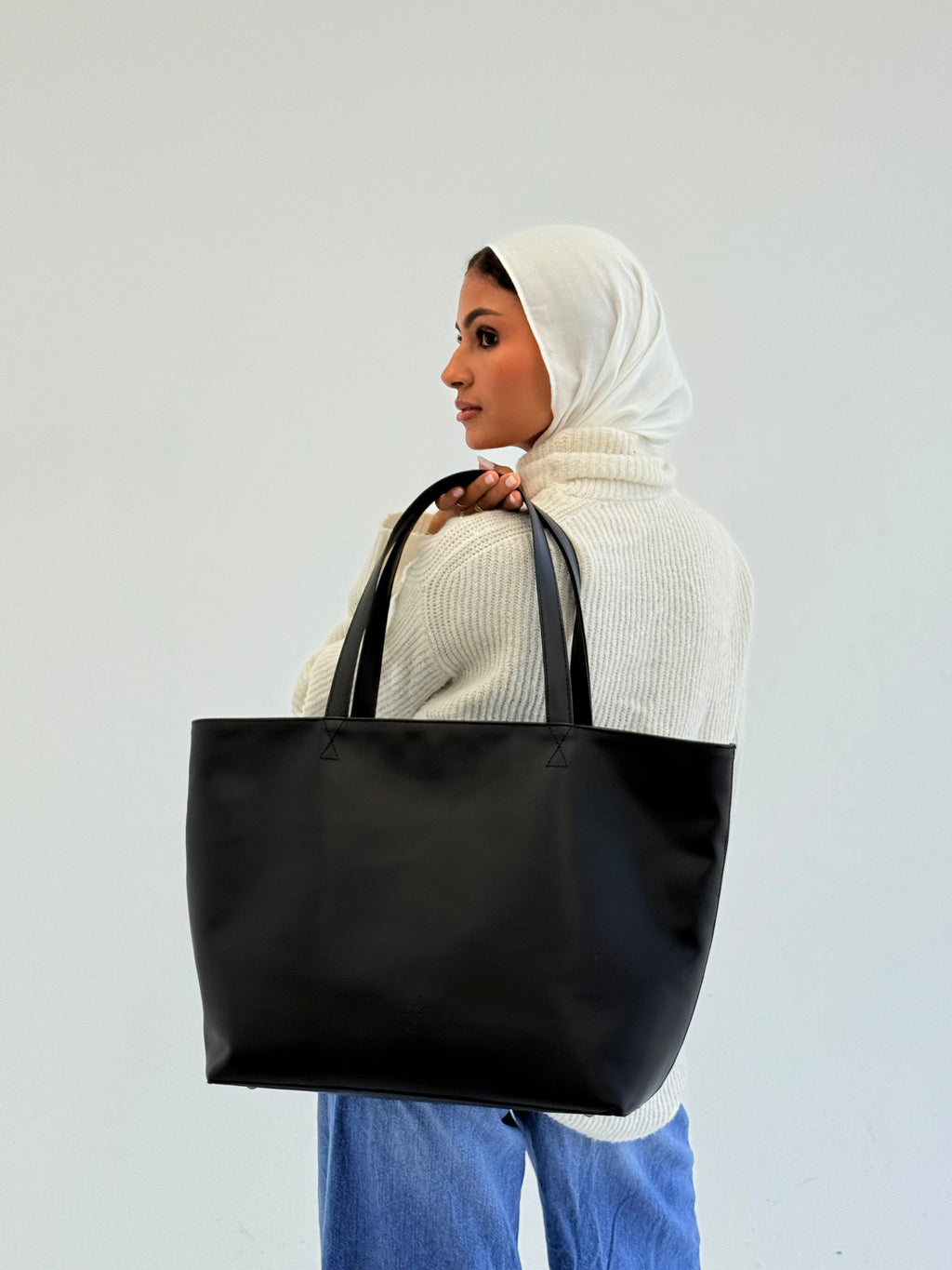 Black Leather Tote Bag
