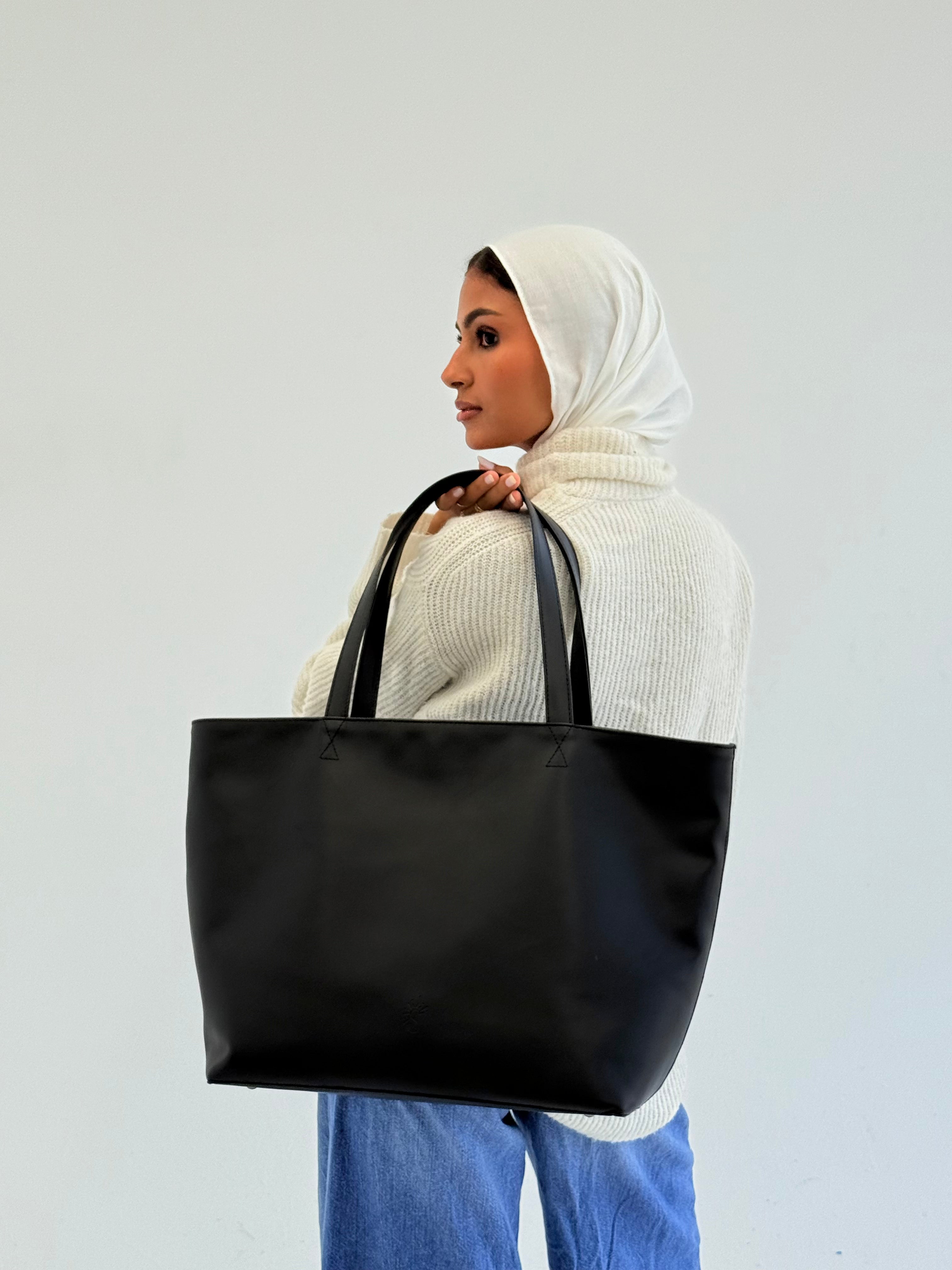 Black Leather Tote Bag